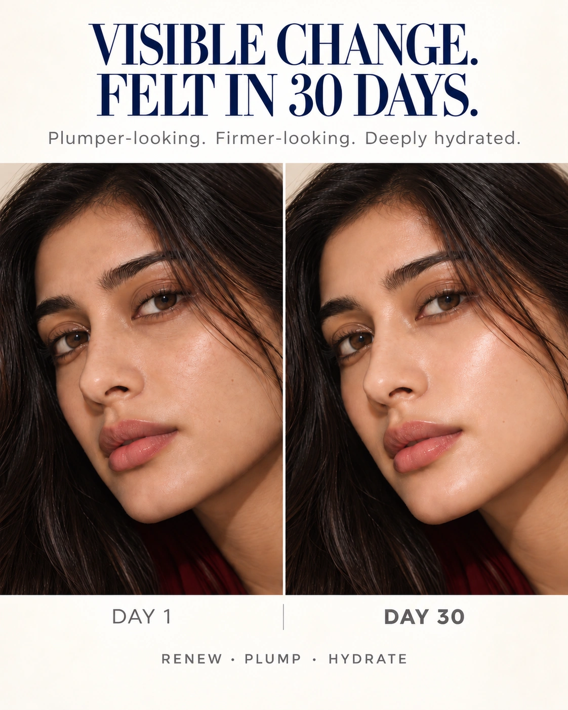 Day 1 and Day 30 skin comparison artwork