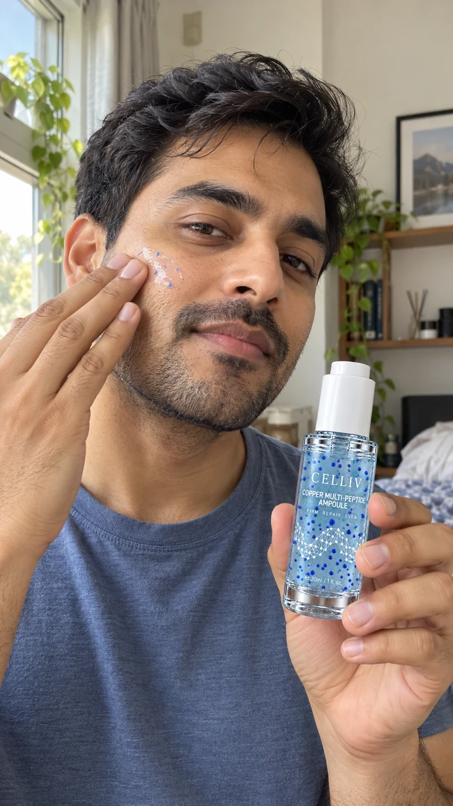 Model applying CELLIV Copper Multi-Peptide Lifting Ampoule