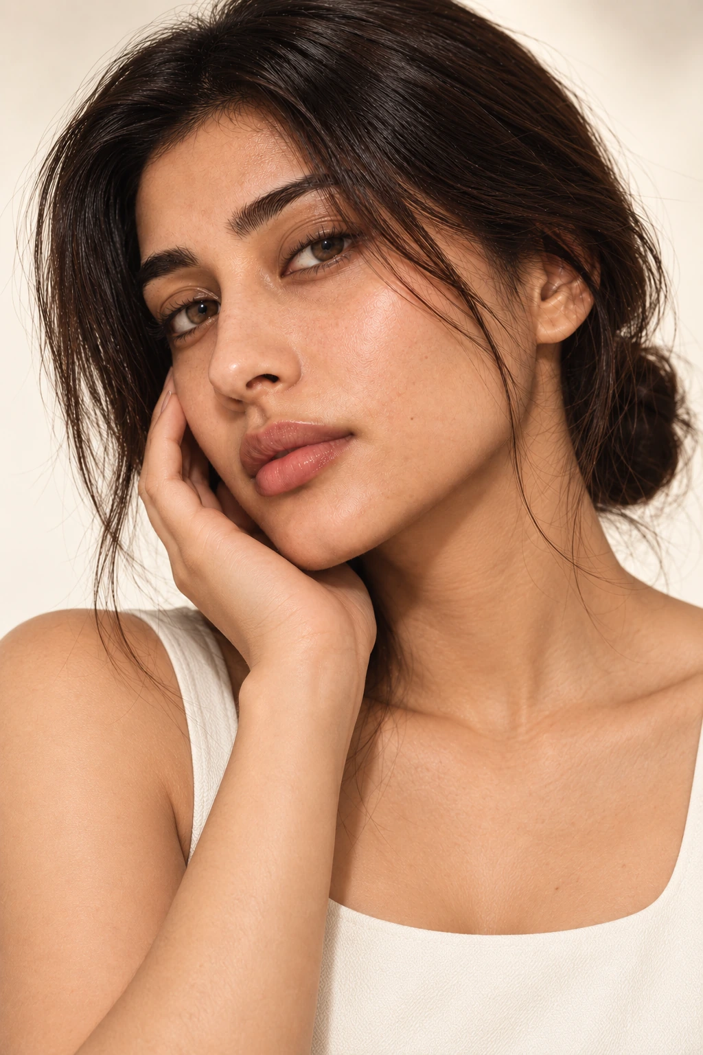 Portrait of a model with radiant skin