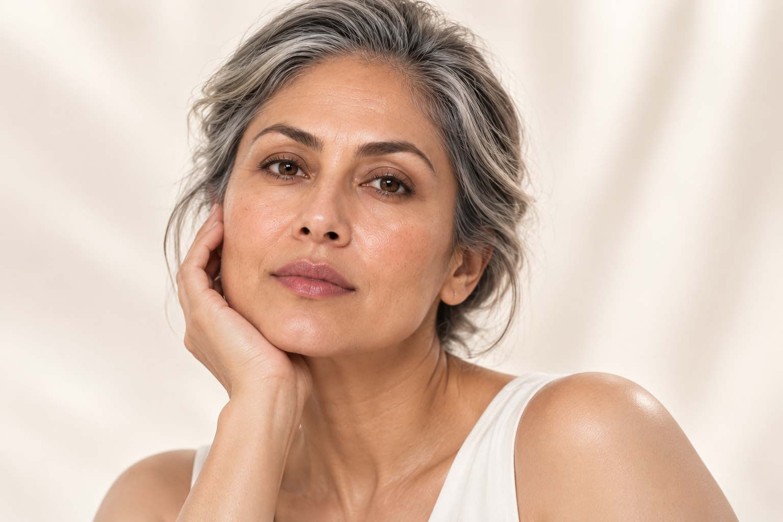 Mature woman across a skin life stage